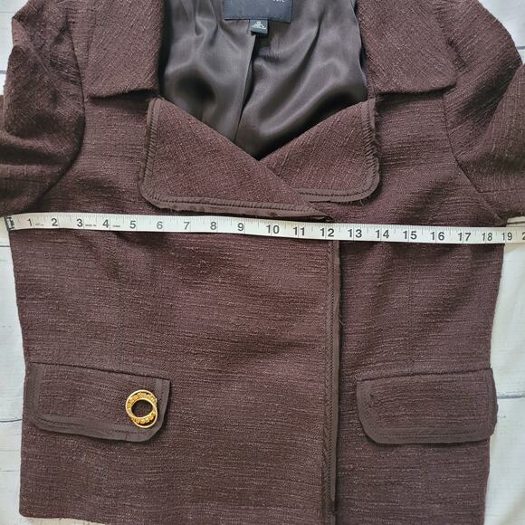Banana Republic Size 10 Brown Tweed Blazer Retro Preppy Academic Jacket - Picture 6 of 10